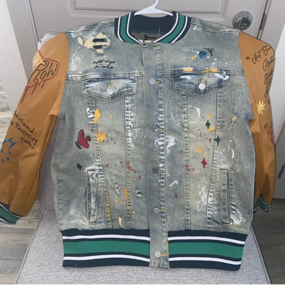 First Row Denim Varsity Jacket - Picture 6 of 10